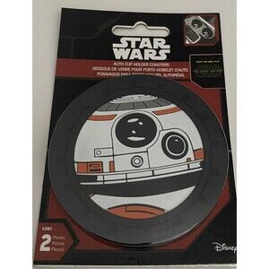 Disney Star Wars BB-8 Auto Cup Holder Coasters - 2PC Set NEW